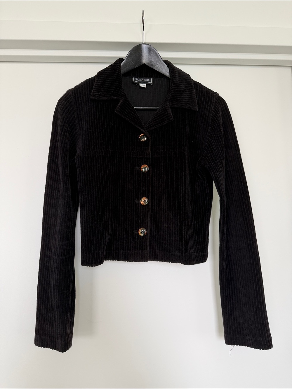 Vintage Black Corduroy Button-Up Jacket